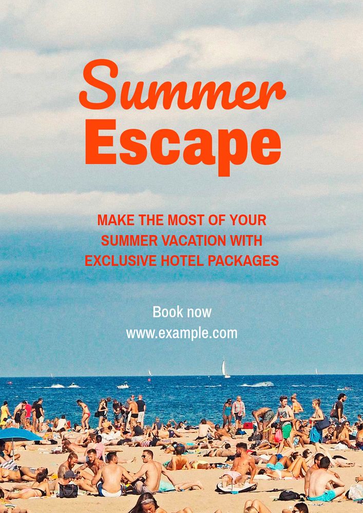 Summer escape  poster template, editable text and design