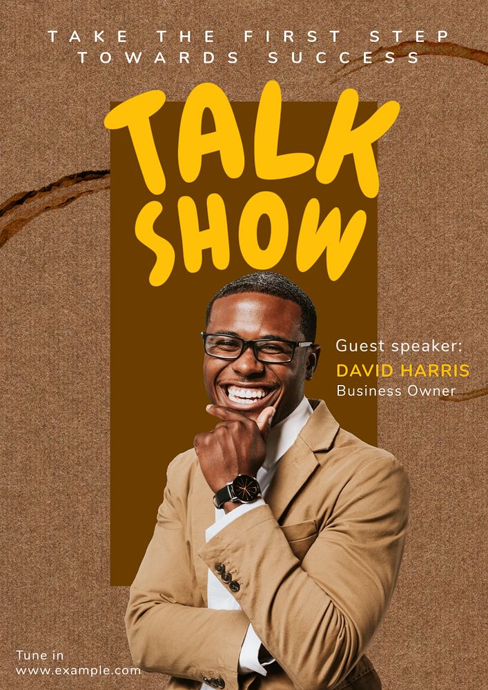 Talk show  poster template, editable text and design