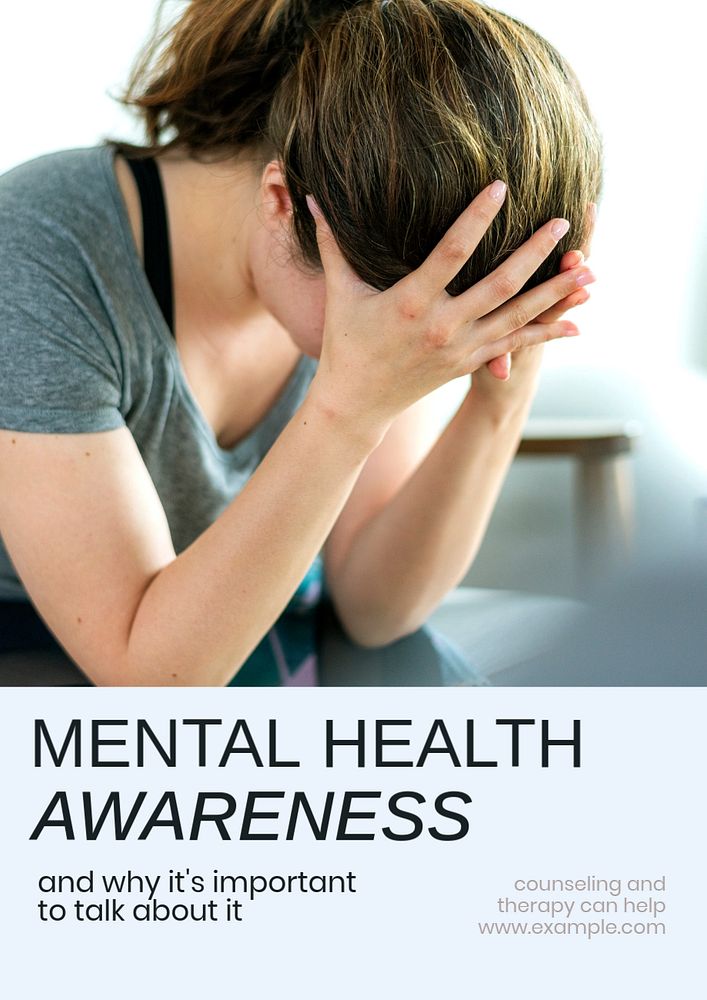 Mental health awareness  poster template, editable text and design