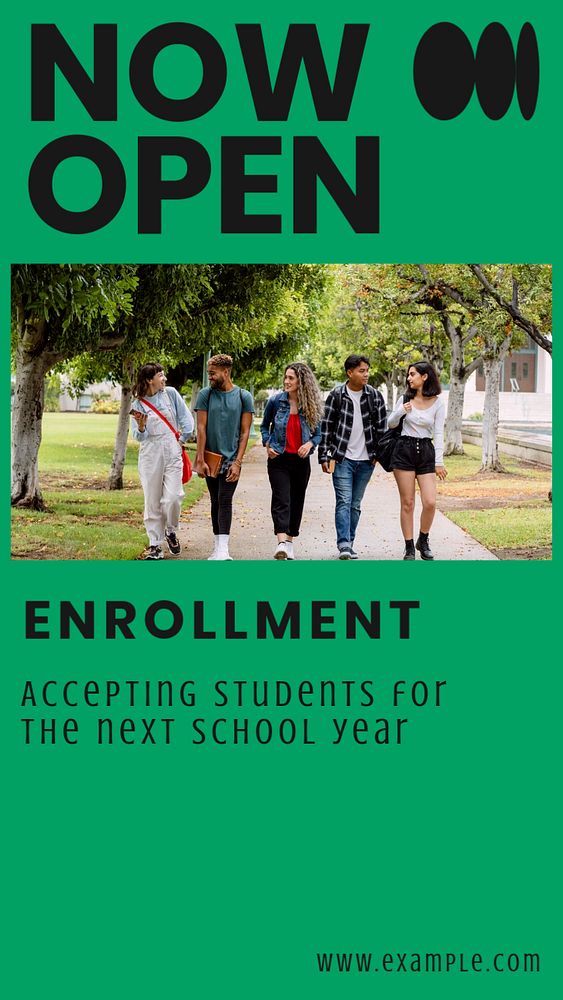 School Student enrollment  Instagram story template, editable text