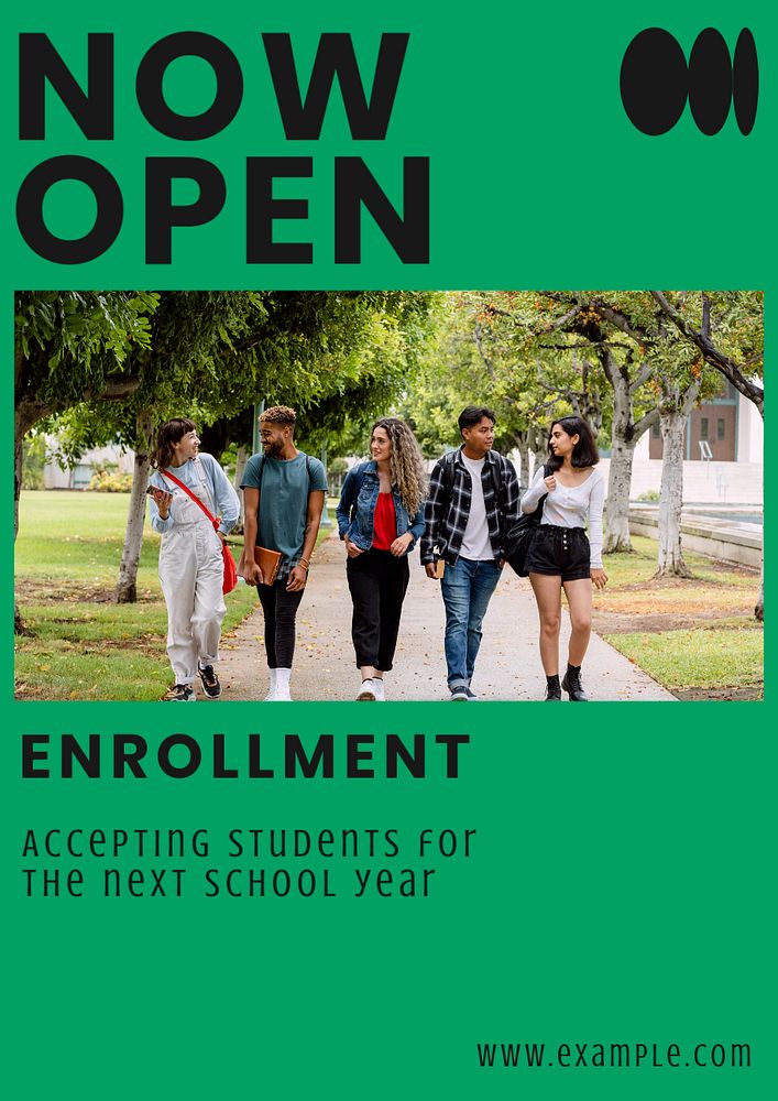 School Student enrollment  poster template, editable text and design