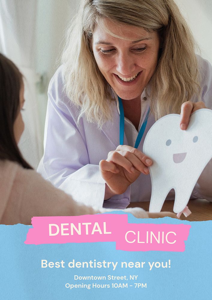 Dental clinic  poster template, editable text and design