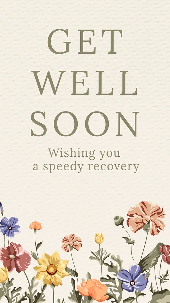 Get well soon  Instagram story template, editable text