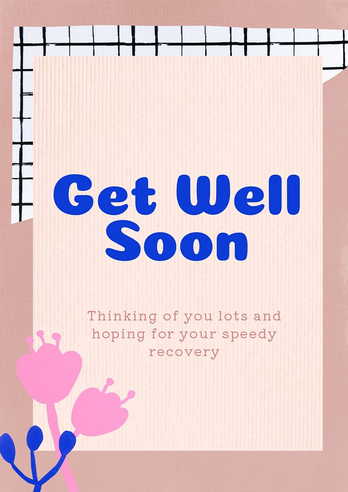 Get well soon poster template, editable text and design