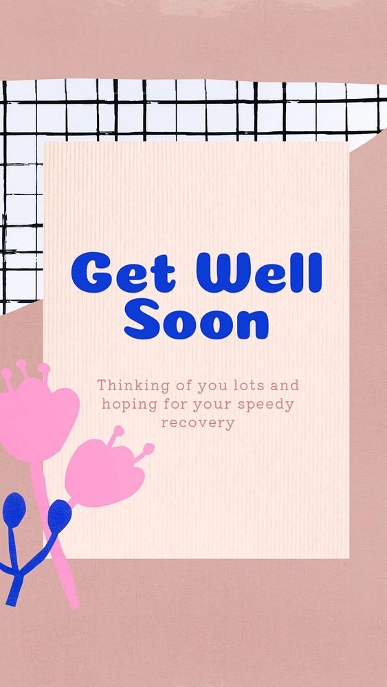 Get well soon Instagram story template, editable text