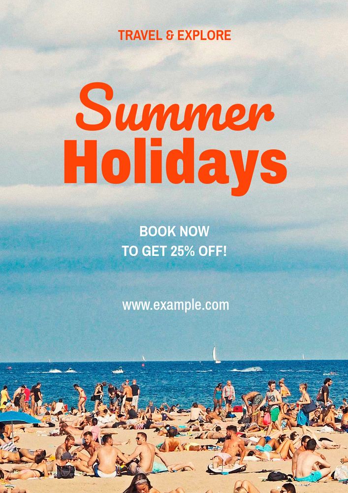 Summer holidays  poster template, editable text and design