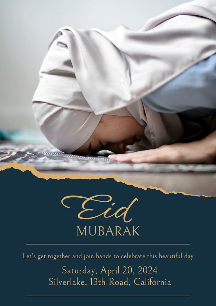 Eid mubarak  poster template, editable text and design