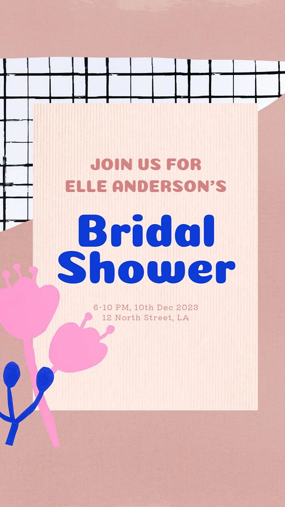 Bridal shower Instagram story template, editable text