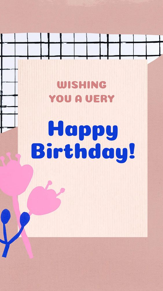 Happy birthday card Instagram story template, editable text