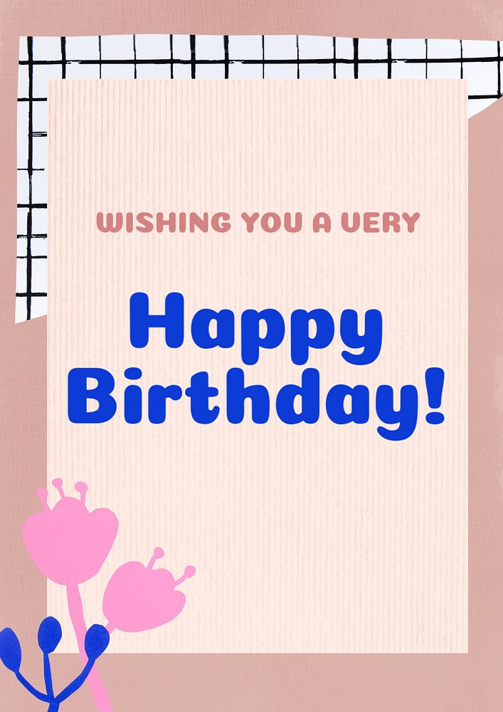 Happy birthday card poster template, editable text and design