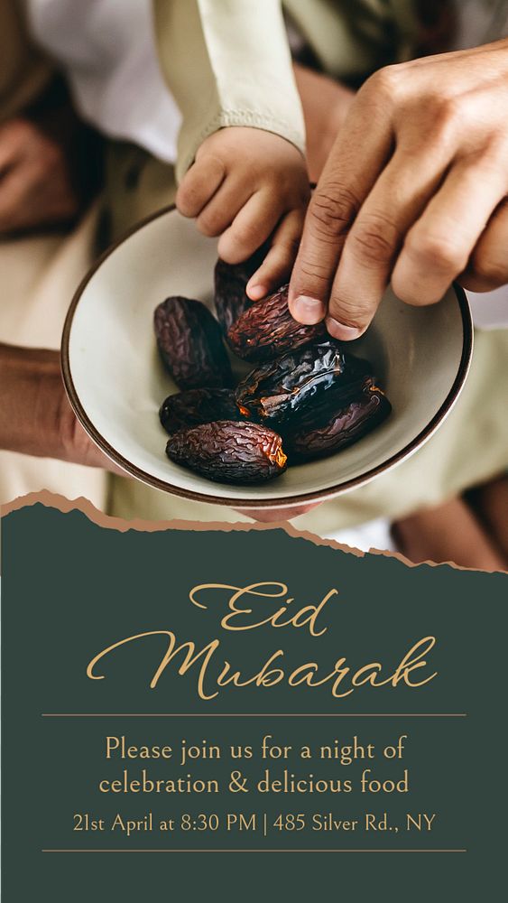 Eid Mubarak Instagram story template, editable text