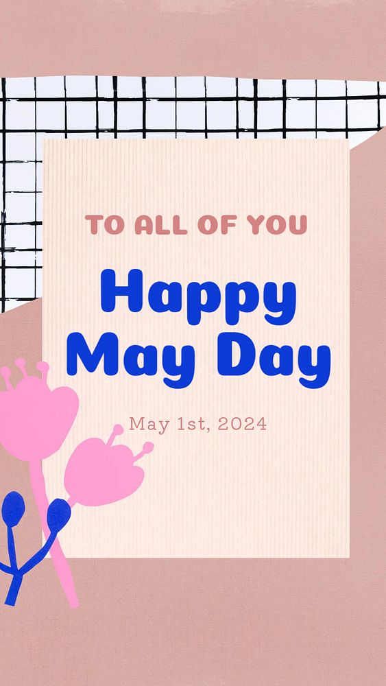 Happy May day Instagram story template, editable text