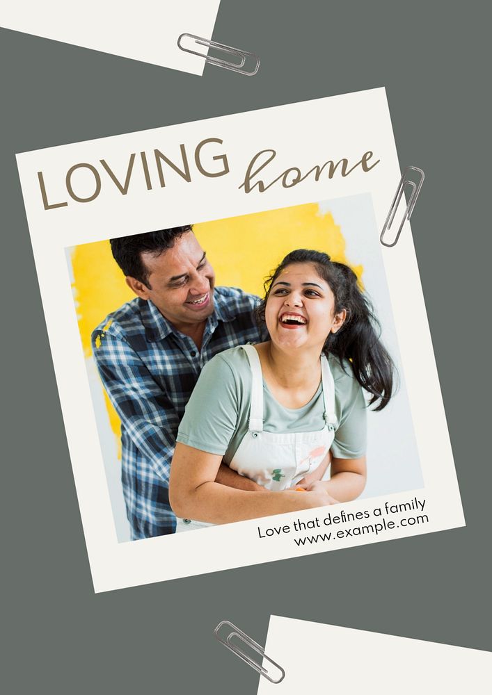 Loving home  poster template, editable text and design