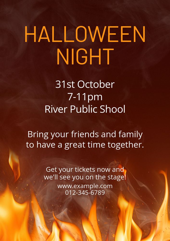 Halloween night poster template, editable text and design