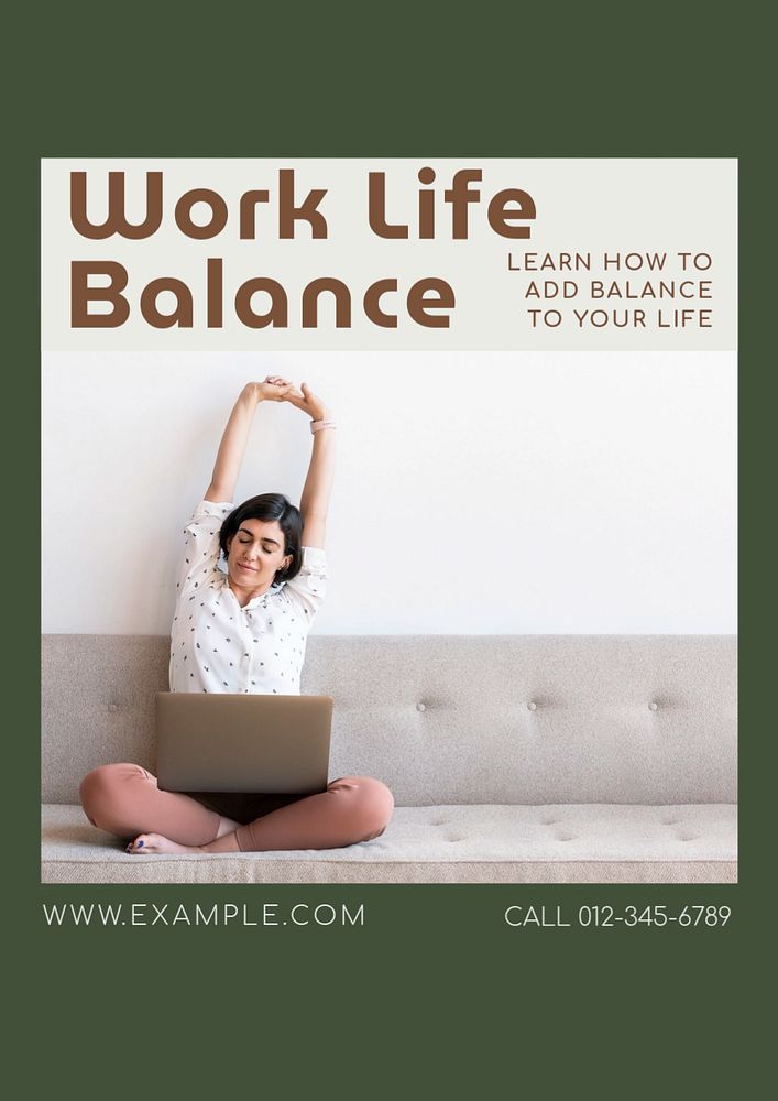 Work life balance  poster template, editable text and design