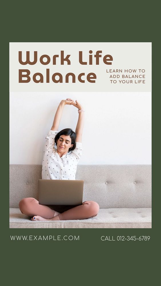 Work life balance  Instagram story template, editable text