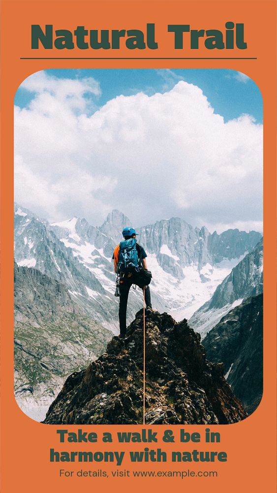 Natural trail  Instagram story template, editable text