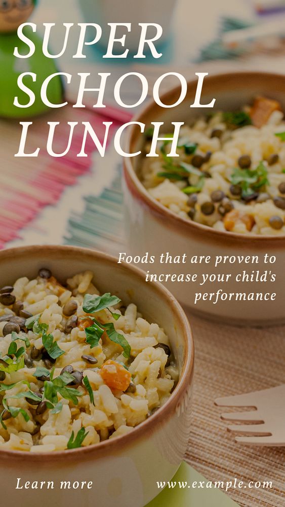 School lunch  Instagram story template, editable text