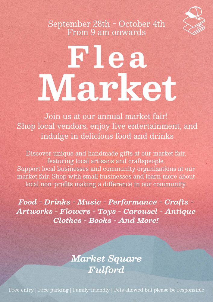 Flea market poster template, editable text and design