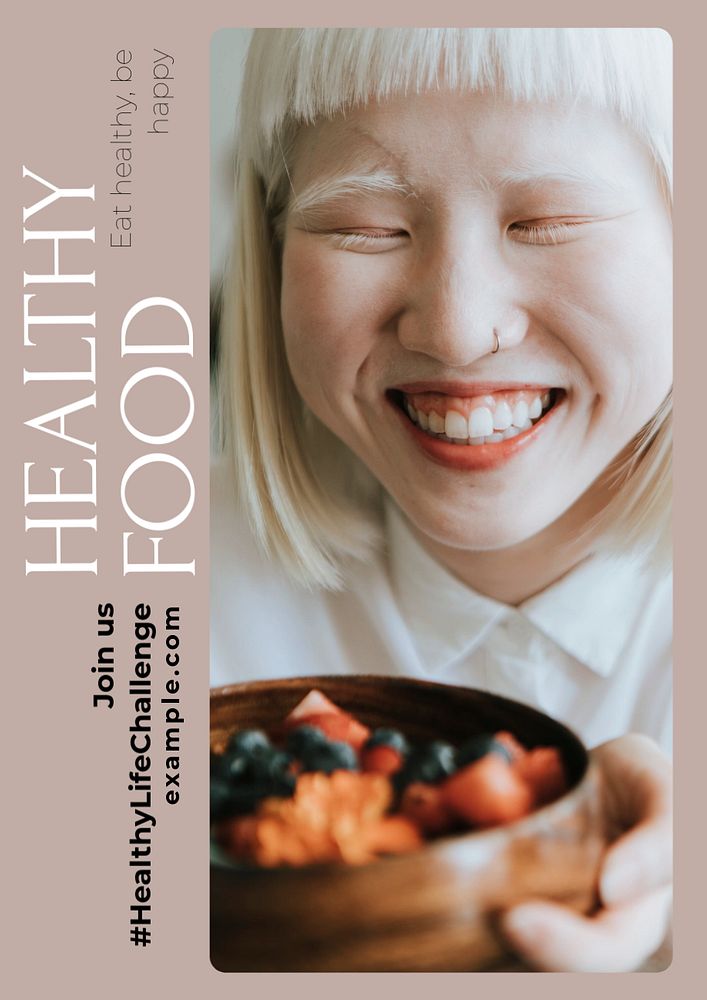 Healthy food  poster template, editable text and design