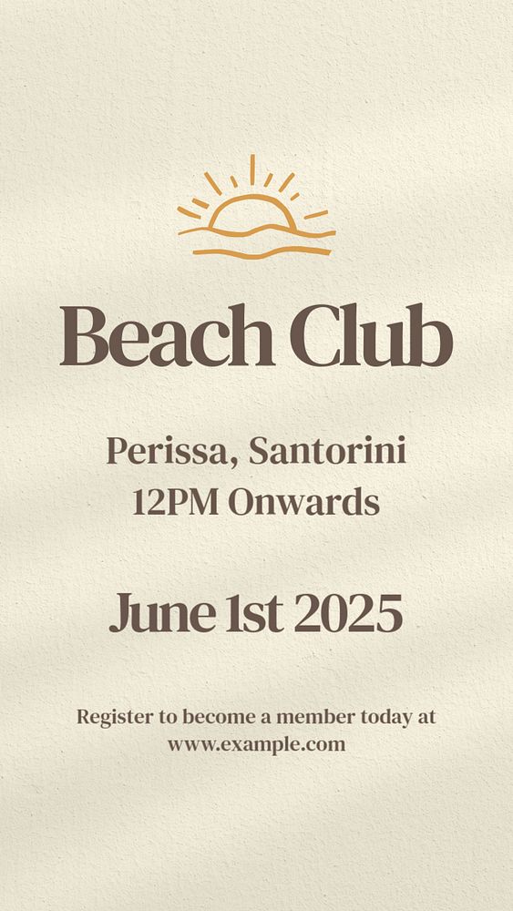 Beach club Instagram story template, editable text