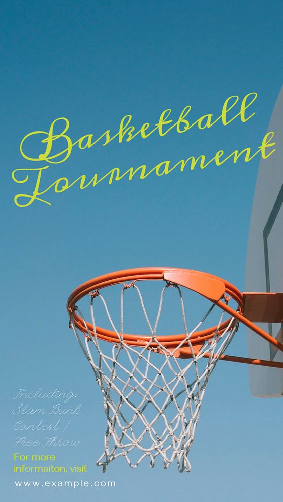 Basketball tournament Instagram story template, editable text