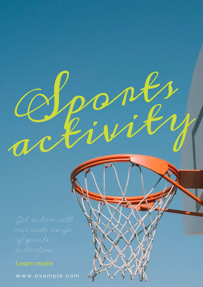 Sports activity poster template, editable text and design