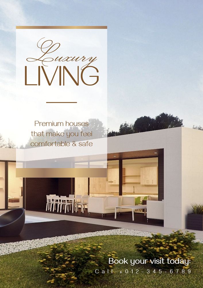 Luxury living  poster template, editable text and design