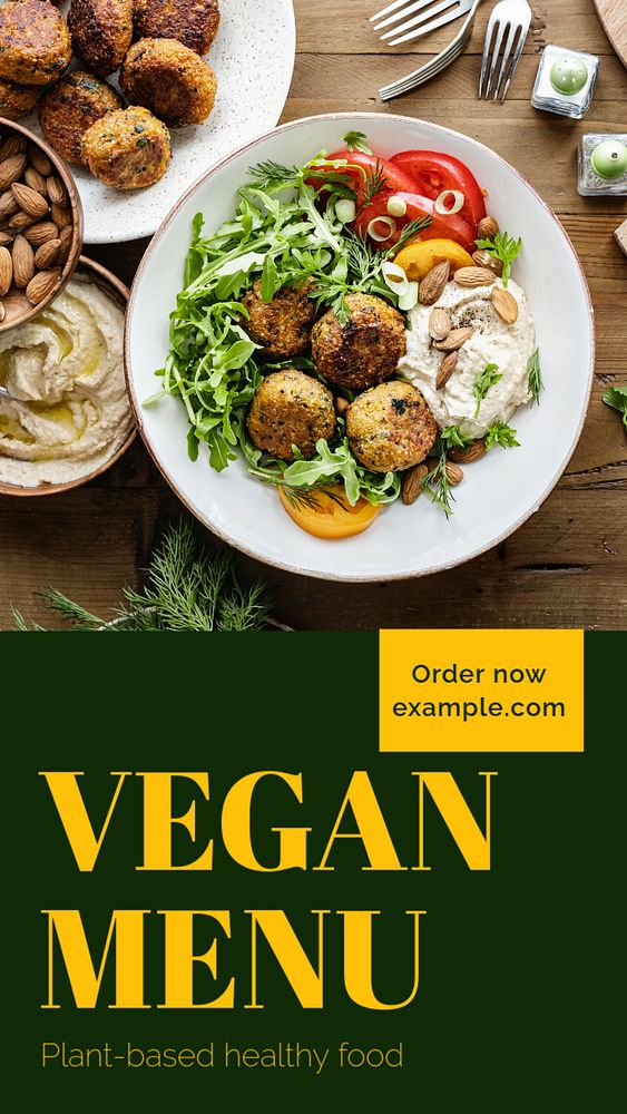 Vegan menu  Instagram story template, editable text