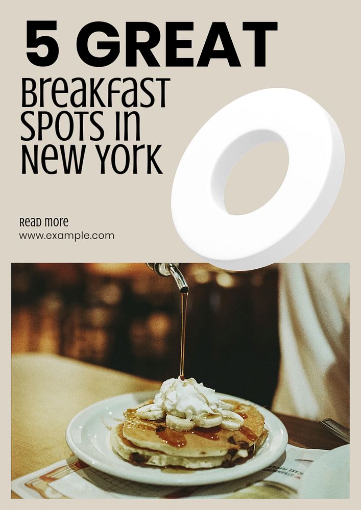 Breakfast spots article  poster template, editable text and design