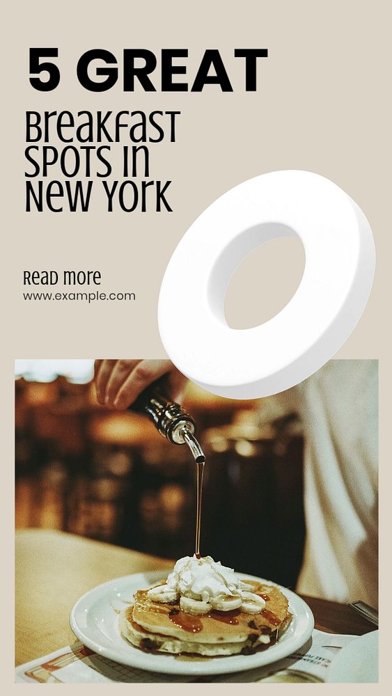 Breakfast spots article  Instagram story template, editable text