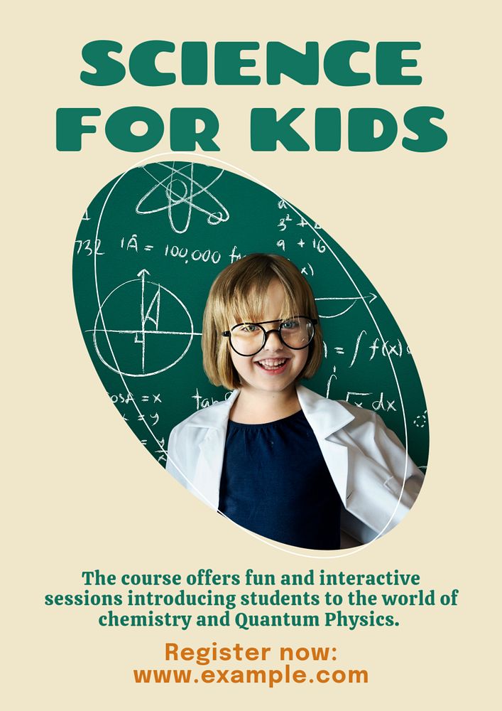 Kids science class  poster template, editable text and design