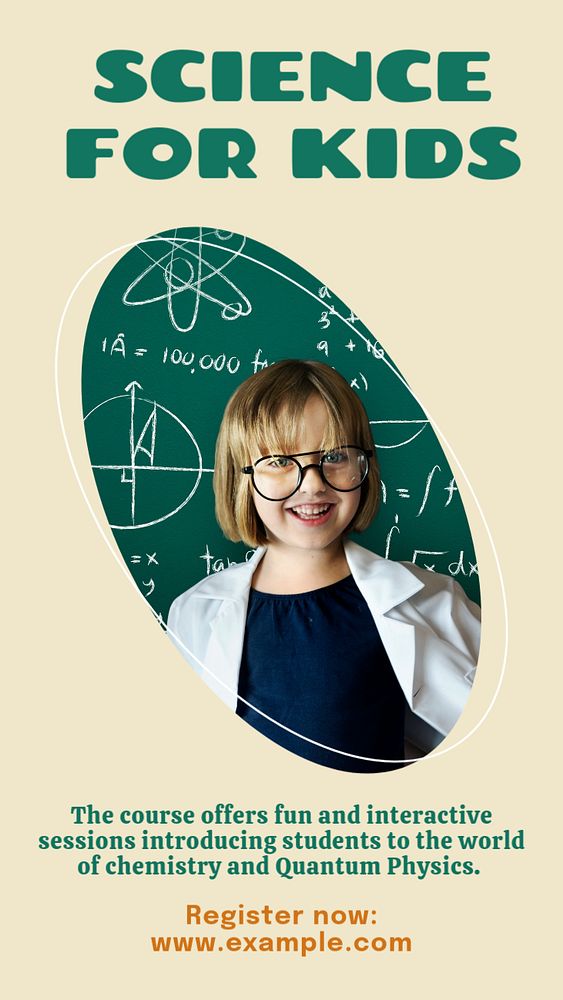 Kids science class  Instagram story template, editable text