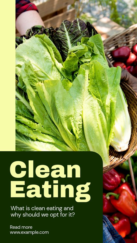 Clean eating  Instagram story template, editable text