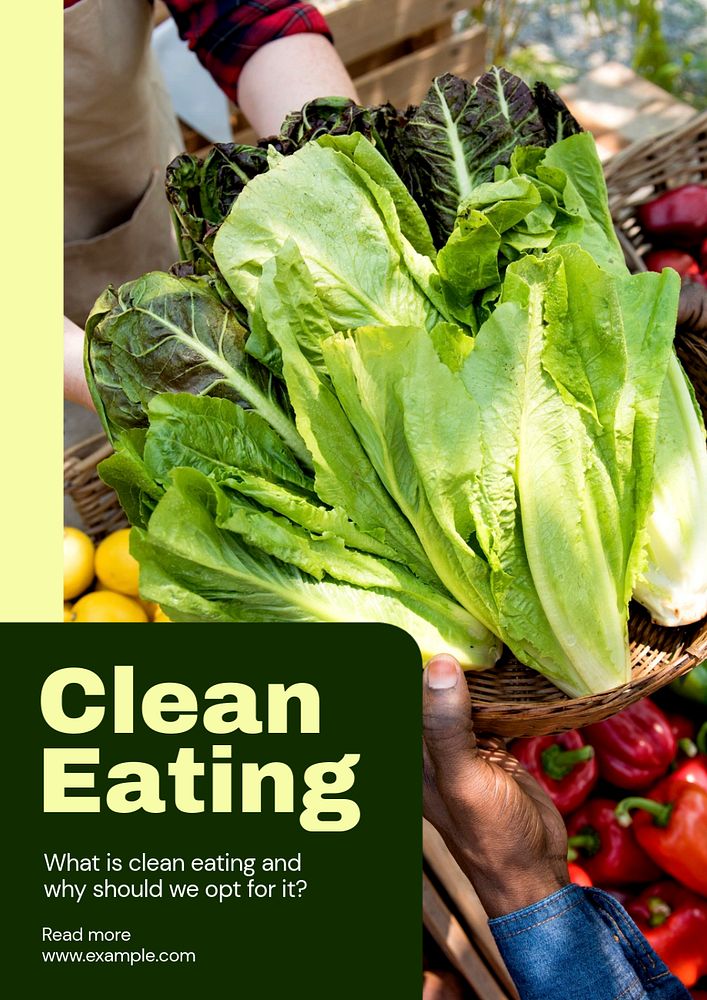 Clean eating  poster template, editable text and design