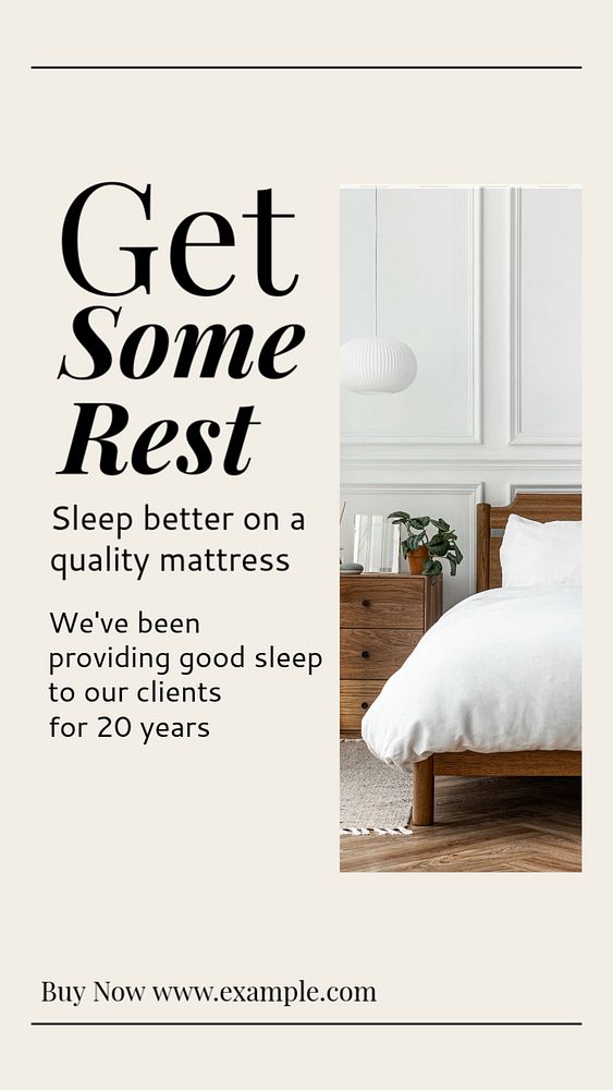 Mattress ad  Instagram story template, editable text