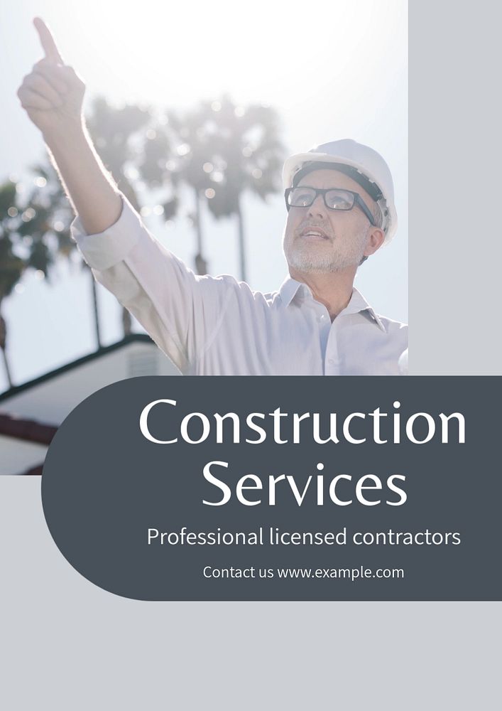 Construction services  poster template, editable text and design