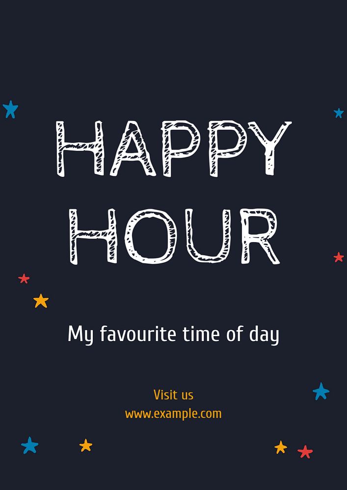 Happy hour poster template, editable text and design