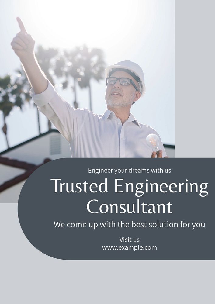 Engineering consultant  poster template, editable text and design