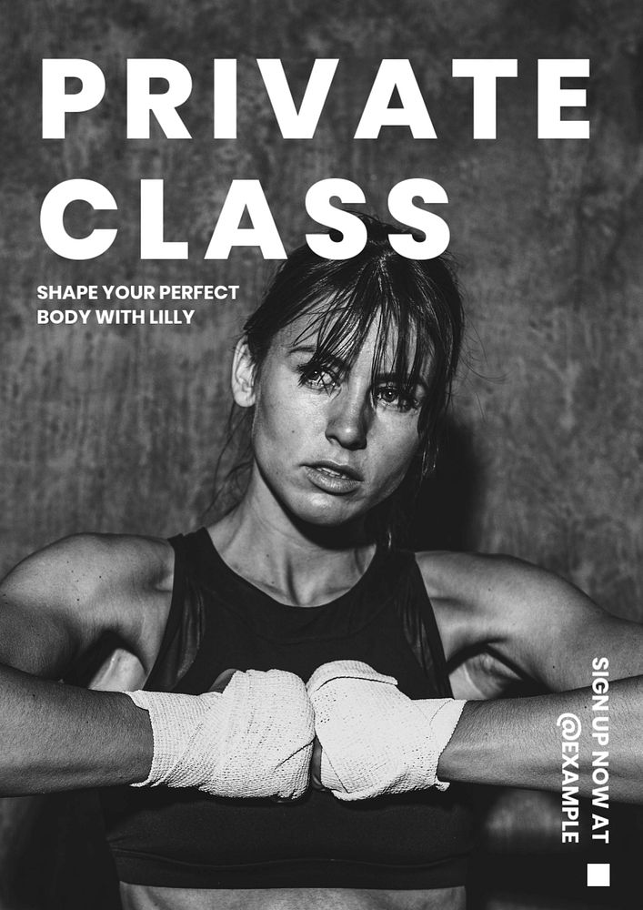 Private class, fitness  poster template, editable text and design