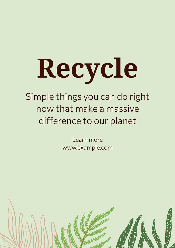 Recycling poster template, editable text and design