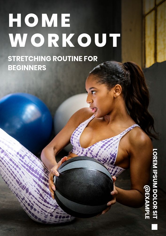 Home workout  poster template, editable text and design