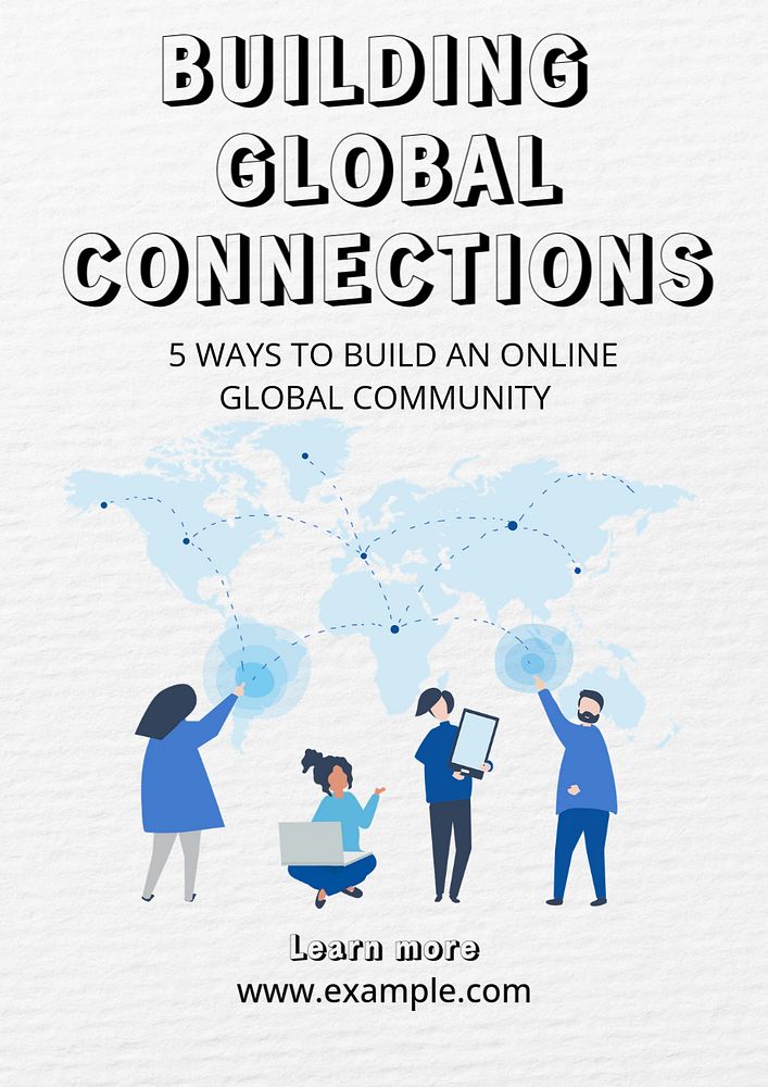 Online global community  poster template, editable text and design