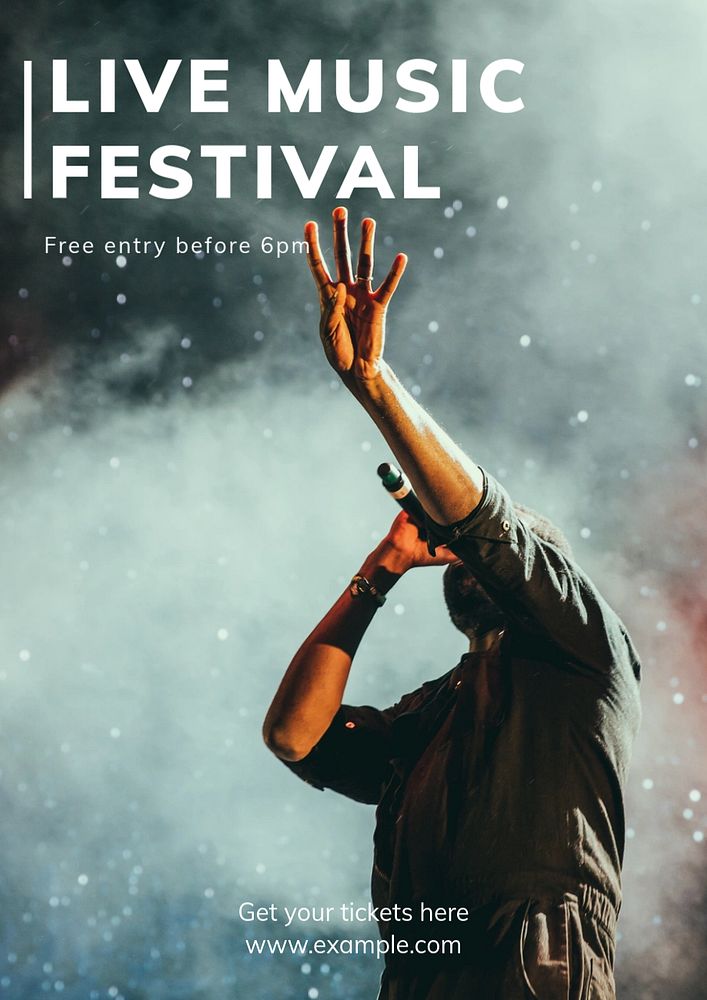 Live music festival  poster template, editable text and design