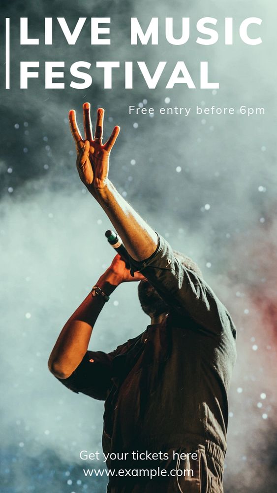 Live music festival  Instagram story template, editable text