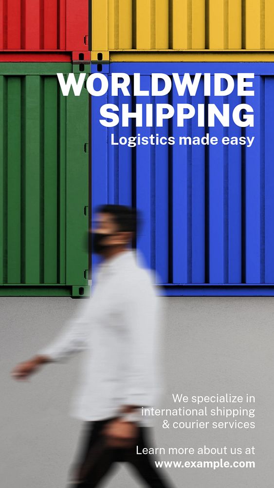 Worldwide shipping  Instagram story template, editable text