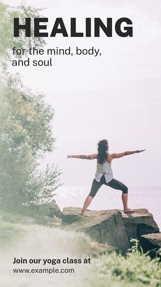 Healing, yoga class  Instagram story template, editable text