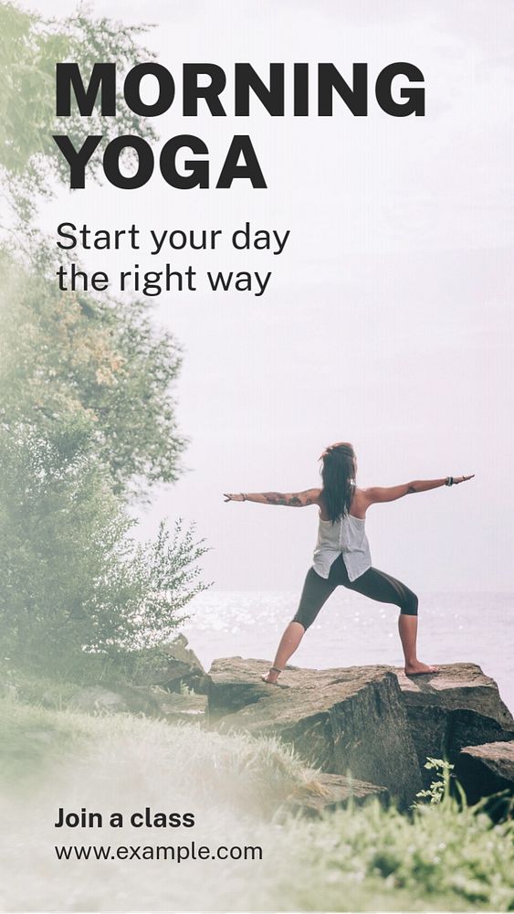 Morning yoga  Instagram story template, editable text