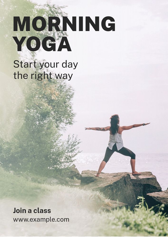 Morning yoga  poster template, editable text and design