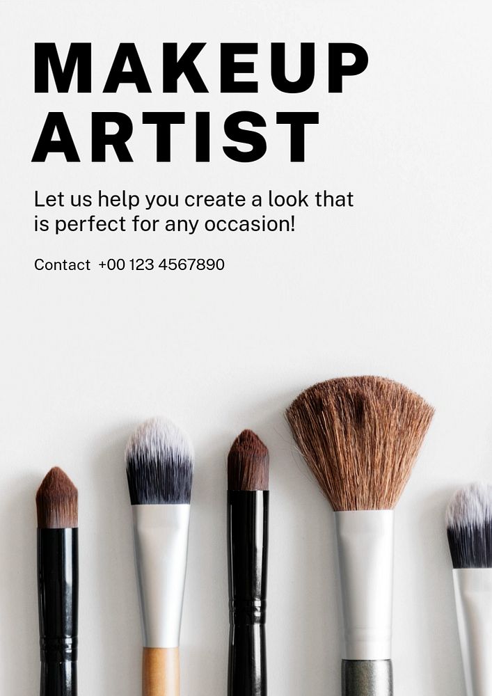 Makeup artist  poster template, editable text and design